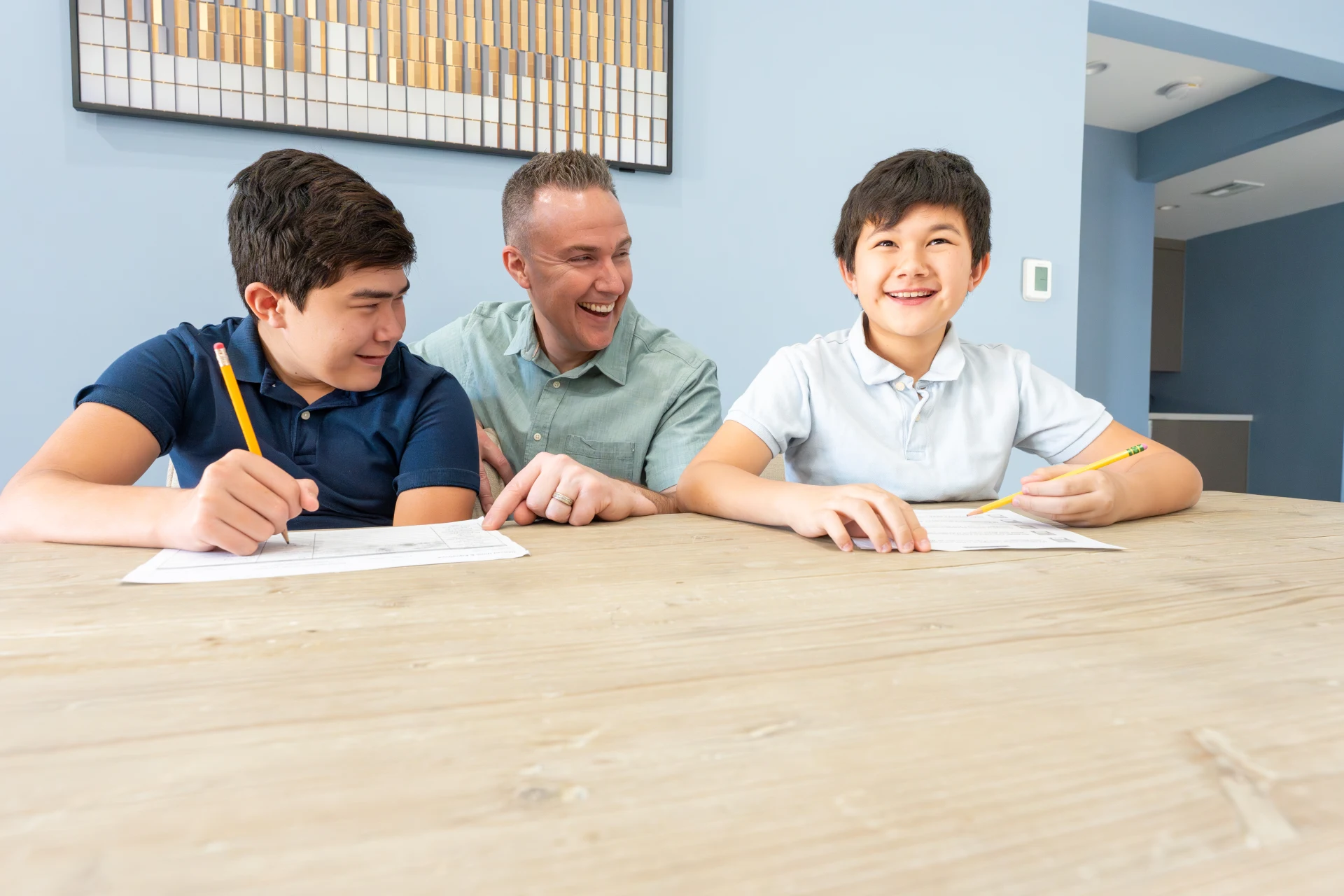 Tim spending time with his sons at home